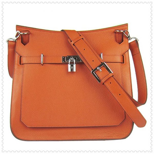 Hermes Jypsiere Shoulder Bag Orange Silver